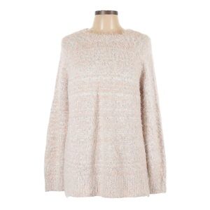 Lou & Grey Fuzzy Super Soft Marled Ivory Cream Pullover Sweater Size L NWT